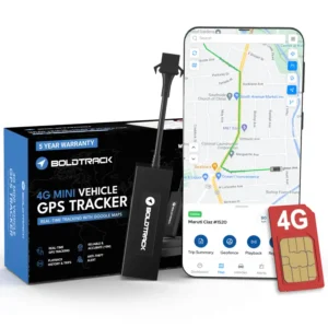 BoldTrack Mini 4G GPS (with 4G SIM + Remote Engine Lock Compatible) - Wired Hidden GPS Tracker for Bike, Car, EV, Trucks | Live Location | Engine ON/Off Alerts | Anti Theft Alarm | 1 Year Android & iOS App